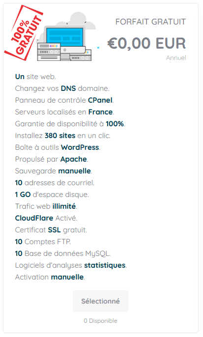 HWG - Forfait gratuit